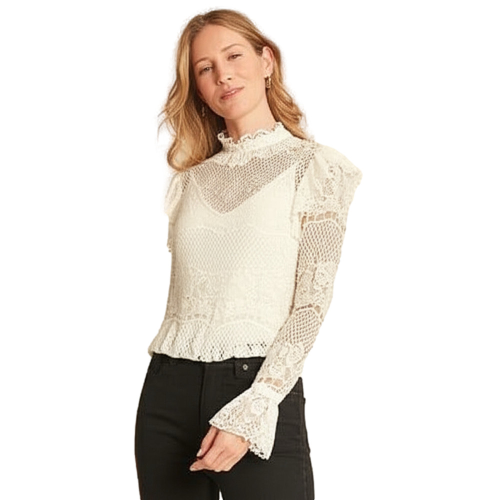 Sundance Emie Lace Boho Top, Marshmallow Size L (12-14) - Picture 1 of 7